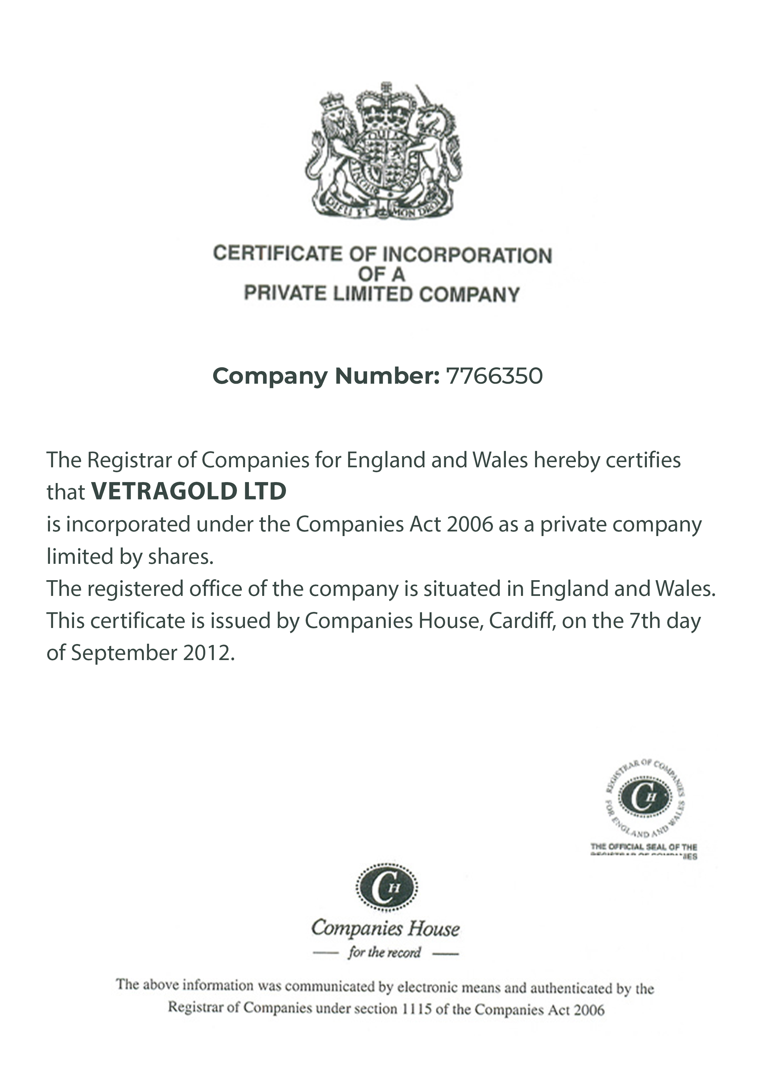 Certificate of Incorporation